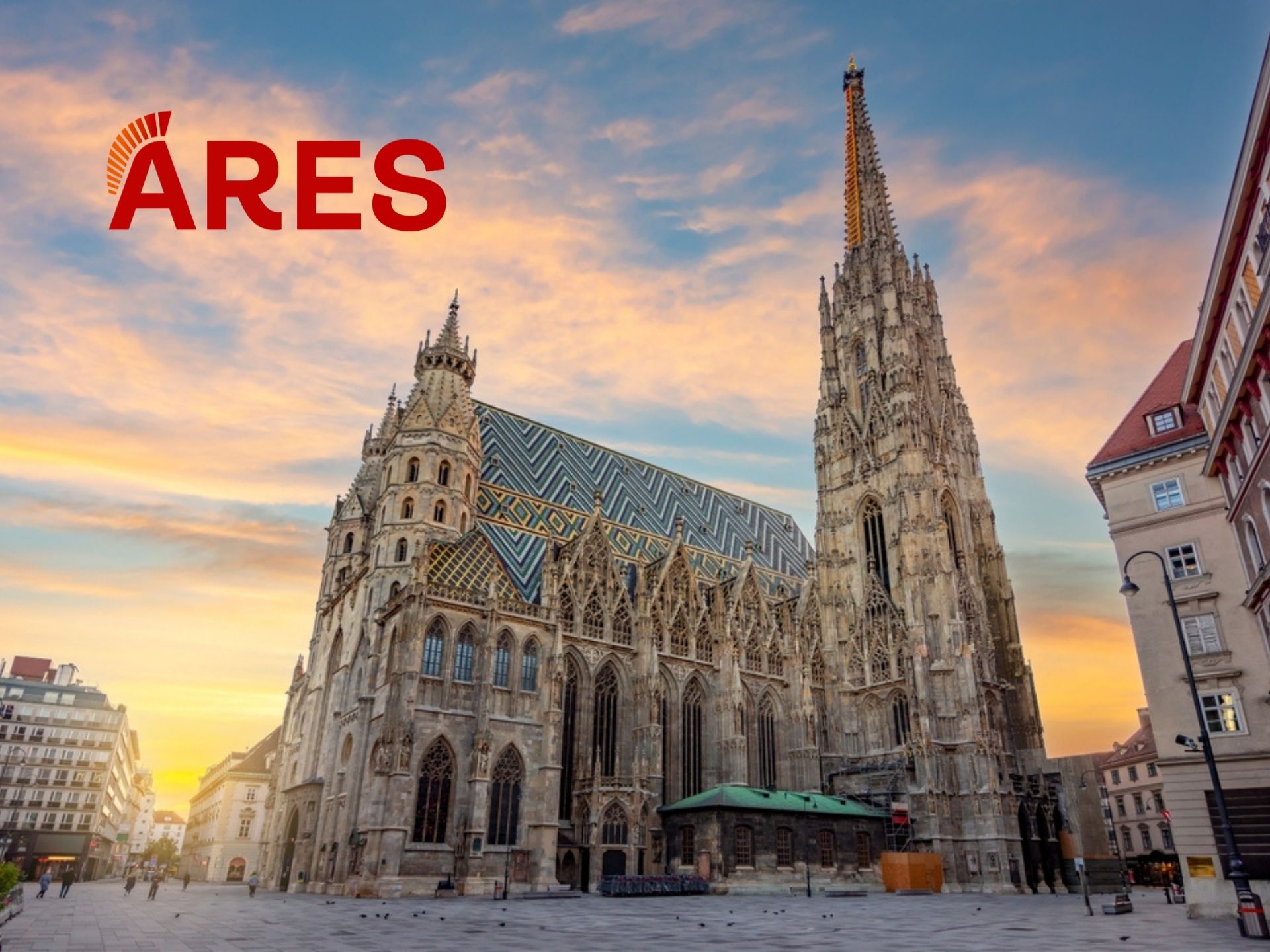 image of Vienna and the logo of the ARES conference